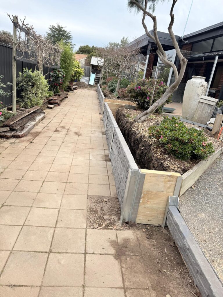 Concrete sleeper retaining walls in Macedon Ranges